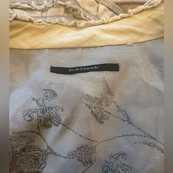 Elie Tahari Women's Gray Ruffled Leather Jacket Size Small Petite - Picture 8 of 10